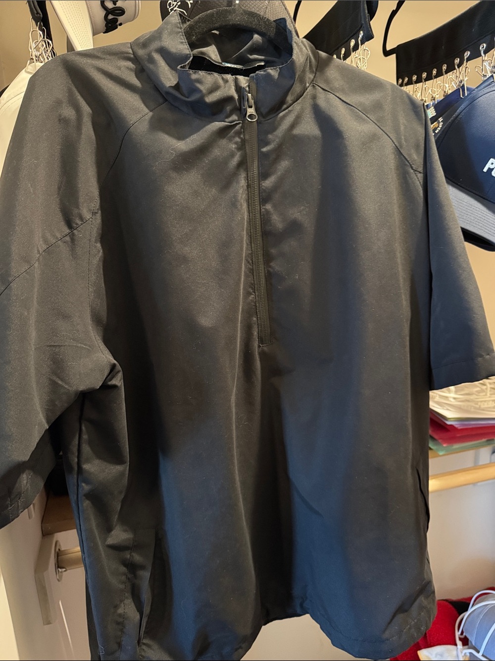 Lightweight Black Half-Zip Shirt Jacket - Men's rain jacket pullover